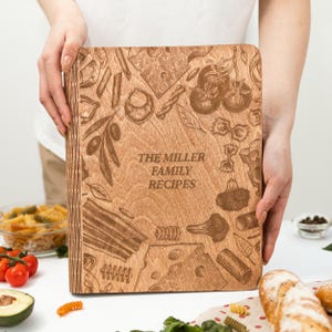 Custom Recipe Book, Wooden Recipe Binder, Personalized Cookbook, Dad Recipe Book, Gift for Cooks, Birthday Mom Gift Cooking Gifts for Mother