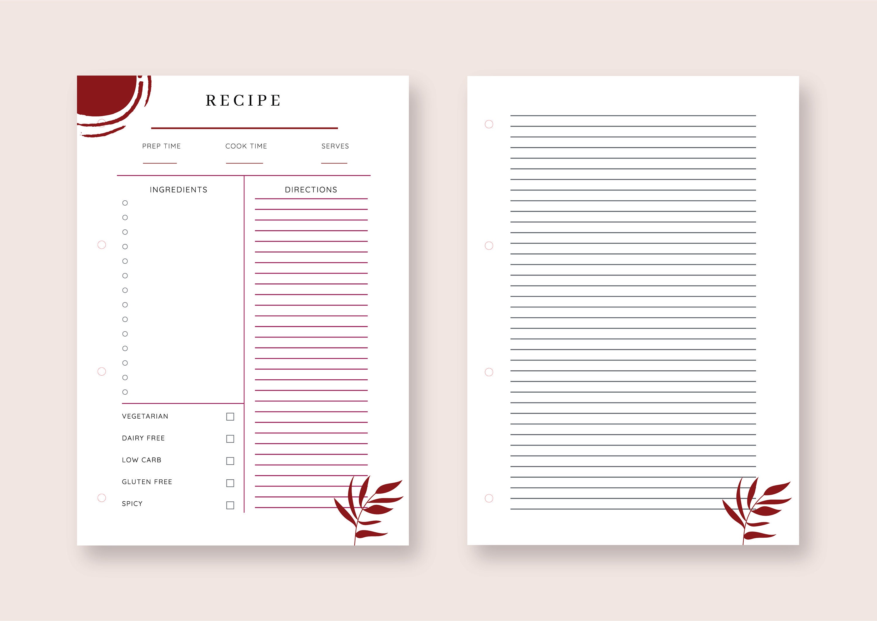 Cookbook Conversion Page Recipe Book Template and Kitchen Conversions Chart Bundle | Recipe ...