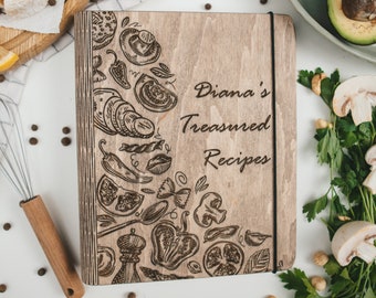 Wooden Recipe Book, Custom Recipe Binder, Birthday Couple Gift, Personalized Cookbook, Grandma Gift Idea, Recipe Journal, Gift for Her