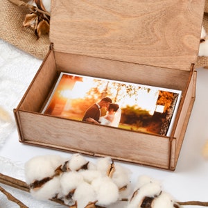Gepersonaliseerde trouwdagcadeau, houten fotodoos, bruiloftsdecor, houten trouwfotodoos, cadeau 5e verjaardag, gepersonaliseerde geheugendoos