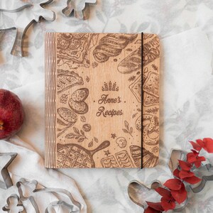Mom Birthday Gift, Wooden Recipe Book, Custom Cook Book, Family Cooking Journal, Personalized Wooden Recipe Book, Cooking Gift for Women