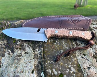 Bohler N690 Steel Camping Knife: Bushcraft Woodcraft Tool with Leather Sheath