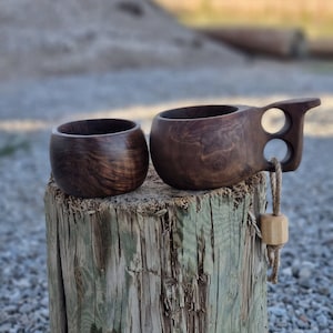 Hand-carved Scandinavian Kuksa Cup and Snack Bowl Set, Eco-friendly Sustainable Wooden Set, Portable Camping Mug and Bowl