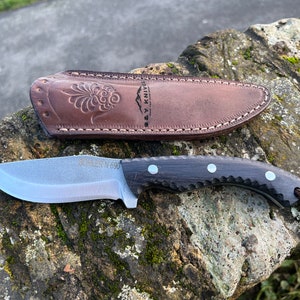 Bohler N690 Steel Camping Tool, Bushcraft Tool, Woodcraft Tool, Leather Sheath, Micarta Handle