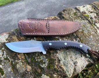 Bohler N690 Steel Camping Knife: Bushcraft Woodcraft Tool with Leather Sheath