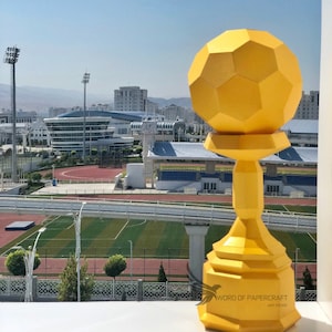 Low Poly Papercraft Football Cup: DIY Home Decor (PDF Template)
