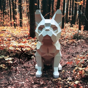 DIY Geometric French Bulldog Sculpture Kit, Self-Assembly Polygonal Paper Art, Modern Home Decor, Unique Dog Lover Gift, 3D Animal Craft