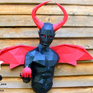 Papercraft Lucifer  PDF Template  Low Poly Devil  Paper Sculpture  DIY Demon  Pepakura Pattern  Handmade