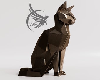 Metal Cat, Cat low Poly, DXF Template, Metal Sculpture minimalism, Steel Animal,Decor Home, Pepakura, Digital, Handmade Steel,Metal