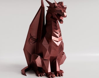 Metal Dragon, Dragon low Poly, PDF DXF, Metal Sculpture, Steel Animal, DIY,  Decor for Home, Pepakura, Digital, Handmade Steel,Metal