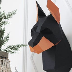 Papercraft Doberman Dog low Poly  PDF Template  Low Poly  Paper dog  DIY  Gift Wall Decor for Home Pepakura  Digital  Handmade