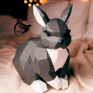 Bunny, Bunny low Poly, PDF Template, Low Poly, Paper Rabbit, DIY, Gift Wall Decor for Home, Pepakura, Digital, Handmade