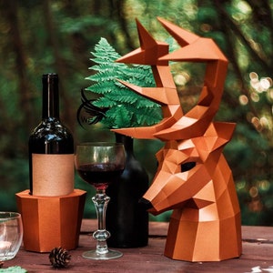 Boîte Papercraft Cerf Low poly Cerf Papercraf Deer Dxf Sculpture animal en papier fait main Modèle PDF Papercraft 3D
