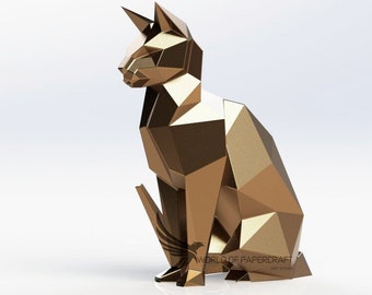 Metal Cat, Cat low Poly, DXF Template, Metal Sculpture minimalism, Steel Animal,Decor Home, Pepakura, Digital, Handmade Steel,Metal