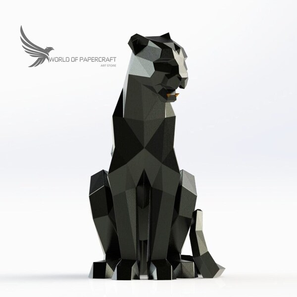 Panthère d'acier en métal.Sculptures métalliques motif Panthère Cat. Sculpture 3D PDF DXF