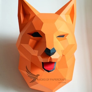 Papercraft Fox, Blessing of the celestials Foxes, PDF Template,DIY, Pepakura Fox, Paper Sculpture, Home Gift Box, Pepakura, Handmade Animals