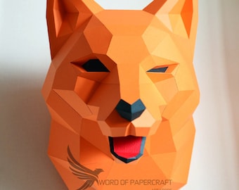 Sculpture de renard en papier : modèle PDF DIY Pepakura