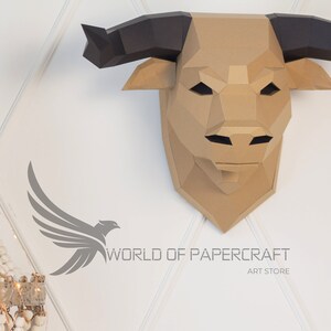 Papercraft Cow Bull 3D Paper, Low Poly Sculpture Template PDF, DIY Low ...