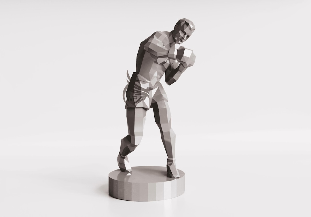 Simple Boxer Dxf Low Poly the Boxer Man Sculpture: DIY Assembly Template (PDF, DXF) - Etsy