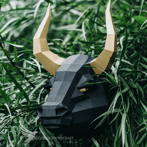 Bull Head Papercraft PDF Pack 3D Paper Sculpture Template - Etsy