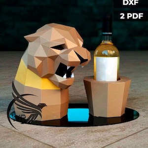 Pudełko z papieru Tygrys, Tygrys low poly, Tygrys z papieru, Dxf, Ręcznie robiony, Rzeźba z papieru domowego, Szablon PDF, Papierowe rzemiosło 3D Svg Dxf