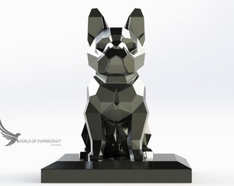 Metal French bulldog in metal.Pattern dog metal sculptures. PDF DXF