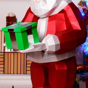 Papercraft Santa Claus, Santa Claus, Low Poly Santa Claus,  PDF Template, Paper Sculpture,Pepakura, Handmade,Christmas,Dxf,Сutting