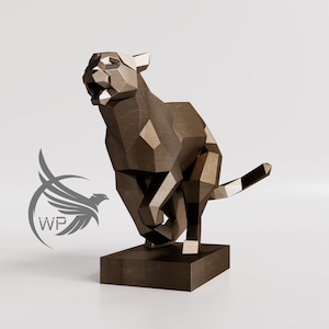 Metal Panther Sculpture for Self-assembly Metal Assembly Template PDF DXF Low Poly Metal Tiger Steel Tiger Sculpture Metal Sculpture