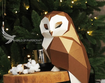 2 in 1 Sleep Owl Model Owl Low poly Owl Sculpture Owl paper Papercraft Kit DIY 3D Papercraft animals 3D Paper DIY Low Poly,Dxf,Сutting