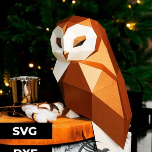Gufo Papercraft Low poly Gufo Papercraf Gufo Dxf Scultura in carta umana fatta a mano Modello PDF Papercraft 3D