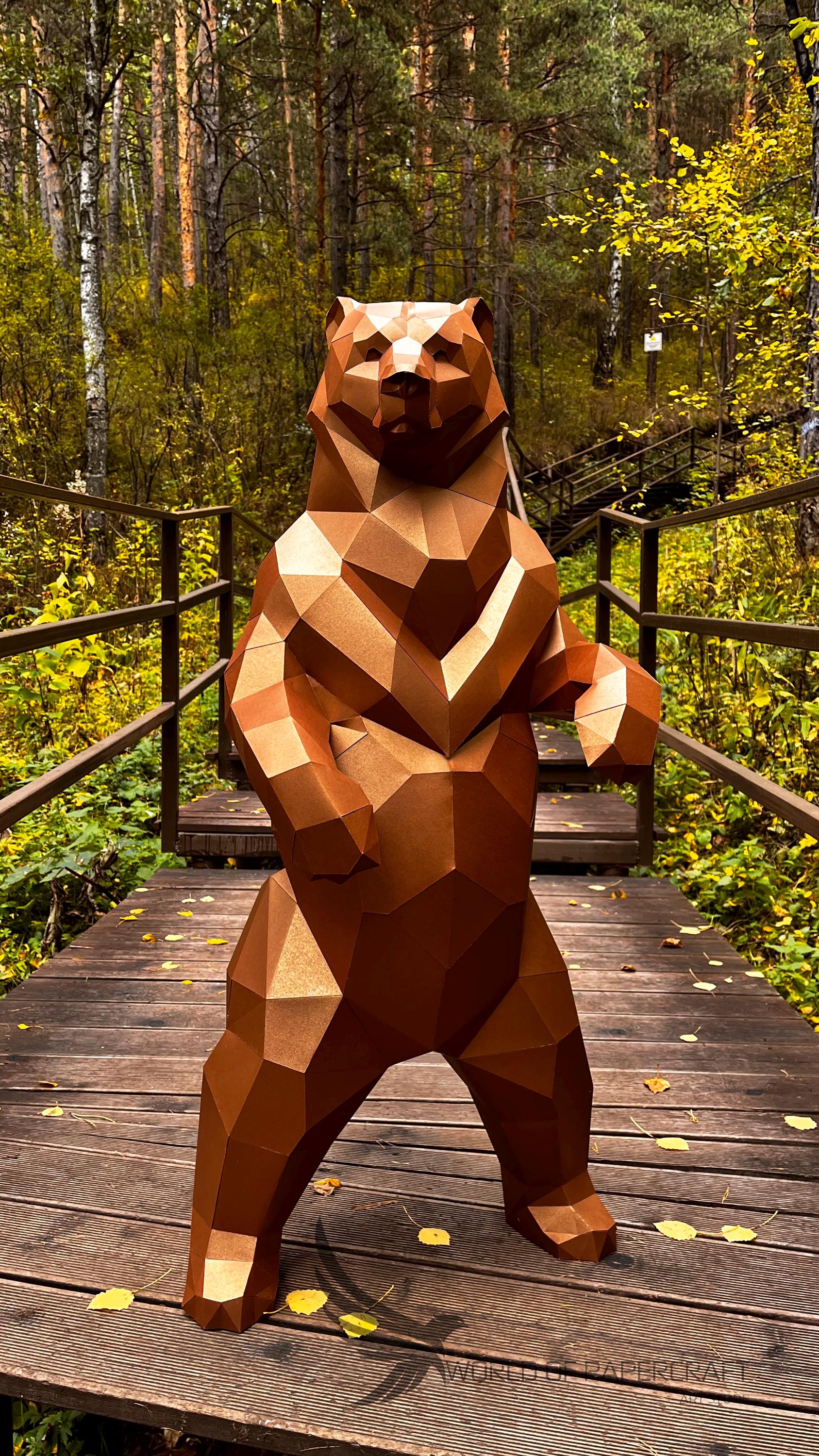Bear Papercraft: Low Poly 3D Paper Sculpture (PDF, SVG, DXF) - Etsy