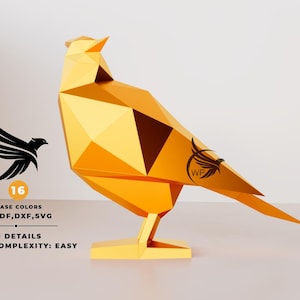 Papercraft Bird Low Poly Bird PDF Bird Template Paper Bird Sculpture Pepakura Bird Handmade Dxf, 3d Paper Sculpture Paper Ferret Svg