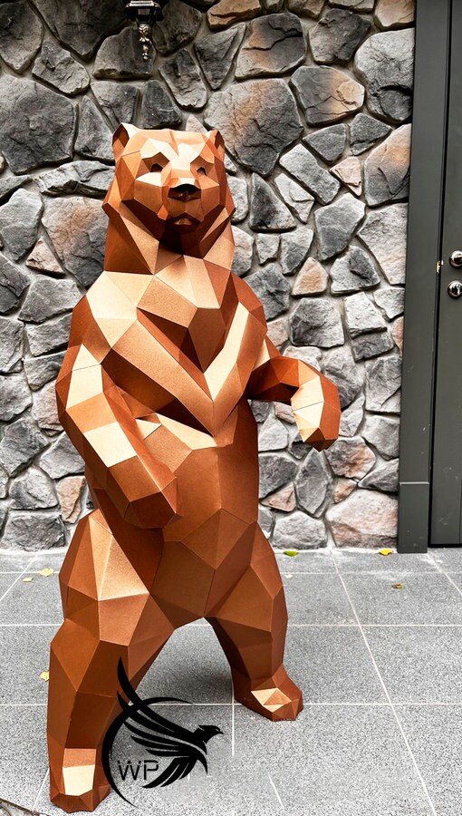 Bear Papercraft: Low Poly 3D Paper Sculpture (PDF, SVG, DXF) - Etsy