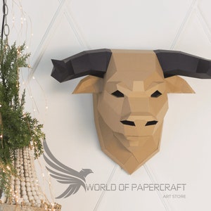 Papercraft Cow Bull 3D Paper, Low Poly Sculpture Template PDF, DIY Low ...