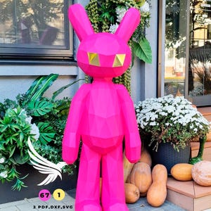 Papercraft Bunny Low Poly Bunny PDF Bunny Template Paper Bunny Sculpture Pepakura Bunny Handmade Dxf,Сutting 3d Paper Sculpture Paper Bunny