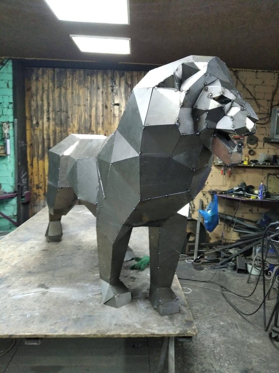 Lion Posts Metal Steel Lion in Metal.pattern Lion Metal Sculptures. PDF DXF. Papercraft ...