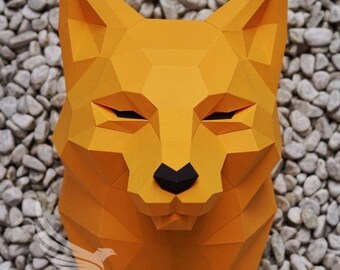 Renard en papier : sculpture en papier lowpoly à faire soi-même (modèle PDF)