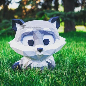Papercraft Raccoon: Low Poly PDF Template (DIY)