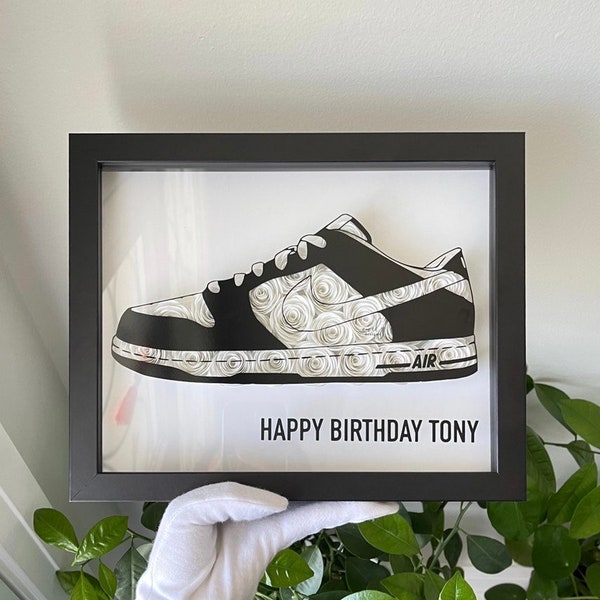 Shoes Flower Shadow Box | Custom Gift | Wall Decor | Flower Box | | Personalized Gift for Birthday | Anniversary | Nursery Room