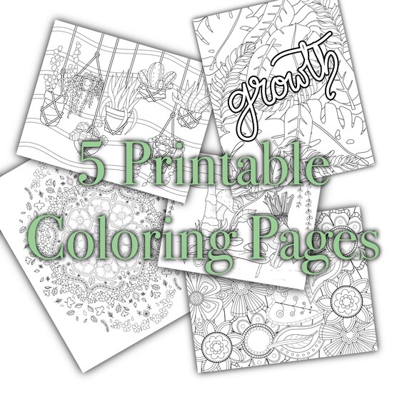 5 Printable Coloring Pages Spring themed | Etsy