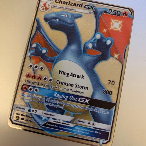 Pokémon - 2019 Hidden Fates Shiny Charizard GX SV49/SV94 Custom Metal Card