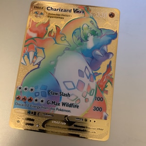 Carte en métal personnalisée Pokémon - Charizard VMAX (Champion's Path ; Shining Fates, Darkness Ablaze)