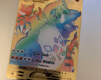 Rainbow Charizard Vmax Holo Glitter Effect Version Custom Made Pokemon Card