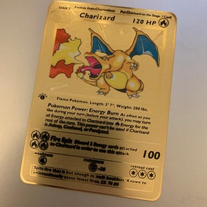 Pokemon - Dracaufeu 4/102/Charmeleon 24/102/Charmerde 69/130 1ère édition base set/base set 2 carte en métal personnalisée