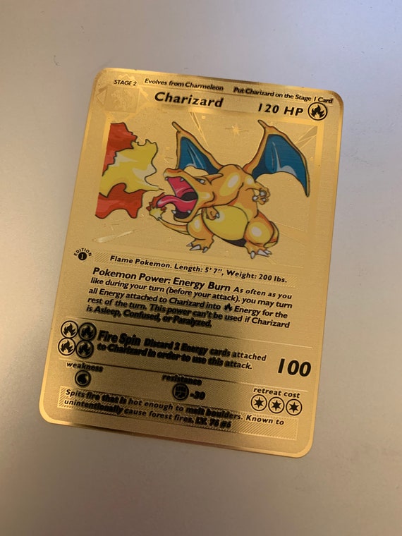 Carte Pokémon Dracaufeu 4/102 Métal Gold Fan Made Édition 1 FR
