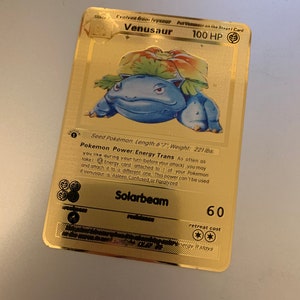 Pokémon - Venusaur 15/102 / Ivysaur 47/110 / Bulbizarre 68/130 base Set / Carte en métal personnalisée 1ère édition de la collection Légendaire
