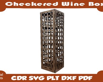 Laser cut vector plans,Wine box, Wood box,Gift box, Wine holder,Laser cut, Laser pattern,Digital files, Checkered
