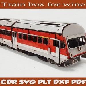 Laser cut vector file, laser cut wine box, wine box svg,  beverage containers, wine laser file, bottle box, Train Digital files holder