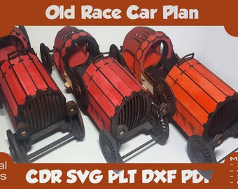Laser cut vector plans,Wine box, Wood box,Gift box, Wine holder,Laser cut, Laser pattern,Digital files for laser cut, Retro Race Car model.