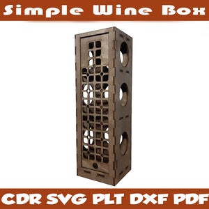 Laser cut vector plans,Wine box, Wood box,Gift box, Wine holder,Laser cut, Laser pattern,Digital files for laser cut, simple